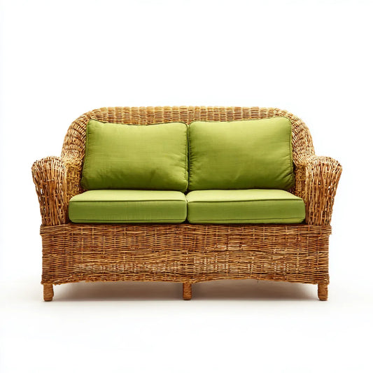 Sofa ogrodowa, 2-osobowy taras sofa naturalna zielona z wierzby siatka prostokątna 130 x 70 x 90 cm